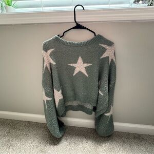 Star Patterned Green Sweater